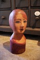 Original, antique French wig head (Millinery head) from the 19th century in 
painted papier-mâché...