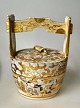 Japanese 
satsuma faience 
basket with 
handle and lid, 
...