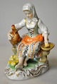 Porcelain 
figure of 
peasant girl 
with chickens, 
...