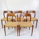 Sæt Af 5 Spisestuestole - Model 75 - Teak - Papirflet - N.O Møller - 1960erne
Flot stand
