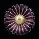 Bestik.dk 
presents: 
A. 
Michelsen. 
Gilded Sterling 
Silver Daisy 
Brooch with 
Purple Enamel - 
50mm.