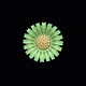 Bestik.dk 
presents: 
A. 
Michelsen. 
Gilded Sterling 
Silver Daisy 
Brooch with 
Green Enamel - 
33mm.