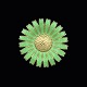 Bestik.dk 
presents: 
A. 
Michelsen. 
Gilded Sterling 
Silver Daisy 
Brooch with 
Green Enamel - 
43mm.