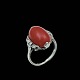 Bestik.dk presents: Silver Ring with Coral and Diamonds.