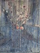 Lars Byström (1940-2006), svensk kunstner. 
Tempera på plade.
Blomster i vase.