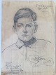 Tegning af Hans 
Jørgen Korn - 
Portræt af 
drengen Frank 
1951.
