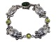 Georg Jensen sterling silver
Bracelet with green nephrite and peridot stones