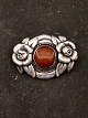 Art Nouveau 830 
sølv broche  
med rav