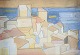 Pär Nordlander (1920–2001). Abstract cityscape by the sea.
Mixed media on paper.