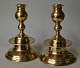 Pair of replica 
baroque bell 
candlesticks in 
brass, 20th ...