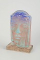 Björn EkegrenUnique glass sculpture on wooden base, 1980s.