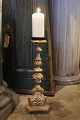 K&Co. presents: Antique, French 19th century candlestick in carved wood with original paint...