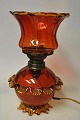 Pegasus – Kunst - Antik - Design presents: Kerosene lamp in red glass with yellow edges, circa 1900, Denmark.