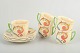L'Art presents: Clarice Cliff for Royal Doulton, set of 5 coffee cups with saucers.
