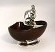 Lundin Antique presents: German bowl for nuts decorated with a squirrel in silver. (835). Length 22.5 cm. ...