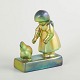 L'Art presents: Zsolnay, girl with chicken in eosin glaze.