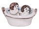Antik K presents: Doreen Middelboe art potterySmall figurine with two children in a bathtub