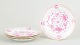 L'Art presents: Meissen, set of four "Pink Indian flower" salad plates.