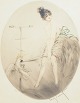 L'Art presents: Louis Icart, colour etching “Jeune femme et perroquet”, listed French artist.
