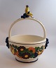 Lundin Antique presents: Royal Copenhagen. Golden Summer. Bowl with handle. Model 775. Diameter 18 cm.