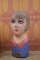 K&Co. presents: Original, antique French mini wig head (Millinery head) from the 1800s, painted papier-mâché...