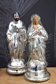 K&Co. presents: Antique 19th century Jesus & Madonna figurine in poor man's silver / Mercury glass with painted ...