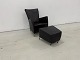 MR Retro Design presents: Designer: Gijs PapavoineWindy chair w/stool in black Panama leather and with chromed ...