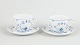 L'Art presents: Royal Copenhagen Blue Fluted Plain breakfast cups with saucers, pair.Rare