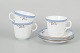 L'Art presents: Carlstad, set of three large coffee cups with matching saucers.