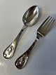 Antik Huset presents: Silver plated children's spoon and fork, motif. Girl with balloonLength 14.9 cm