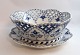 Lundin Antique presents: Royal Copenhagen. Blue fluted, full lace. Round fruit bowl with saucer. Model (1061 ...