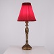 Osted Antik & Design presents: Table Lamp in Gilded Wood with Carvings and Original Red Lampshade from the 1940s