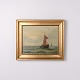 Osted Antik & Design presents: Marine Painting with Sailing Ship in Gilt Frame from the 1890s