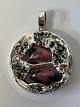 Antik Huset presents: Silver Necklace with 2 Rhodonite StonesLength 3.5 cm