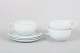 Grethe Meyer for Royal Copenhagen, set of three Blue Line teacups with matching saucers.
