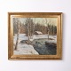 Osted Antik & Design präsentiert: Signiertes Gemälde auf Leinwand mit Winterlandschaft, gerahmt