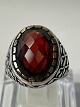 Signet ring in sterling silver with red stoneSize 66