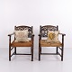 Pair of Armchairs - Dark Wood & Cane - 1920s