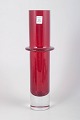 L'Art presents: Zwiesel, handmade ruby red glass vase.