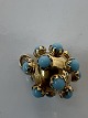 Antik Huset presents: Ball with turquoise Charms / Pendant in 14 carat goldHeight 18.75 mm
