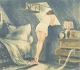 L'Art presents: Louis Icart, "Attic Room", etching, listed French artist.