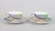 L'Art presents: Gien "Savane", pair of coffee cups with matching saucers.