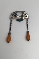 Danam Antik presents: Georg Jensen 826 Silver Brooch Amber / Chrysopras (No 8) (1904-1908)
