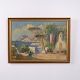 Osted Antik & Design presents: Landscape Painting on Canvas with Southern Coastal Scene in Gilt Frame 54 x 74 cm