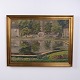 Osted Antik & Design presents: Landscape Painting on Canvas with Park and Lake in Gilt Frame 64 x 82 cm