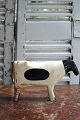K&Co. presents: Decorative, old milking cow in carved wood with painting, leather ears / tail and fine patina...