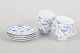 L'Art presents: Royal Copenhagen Blue Fluted Half Lace, set of four coffee cups with matching saucers.