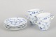 L'Art presents: Royal Copenhagen Blue Fluted Plain, set of four coffee cups with matching saucers.