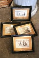 K&Co. presents: 4 Swedish 19th century engravings of The 4 Seasons in 19th century black painted wooden frames...