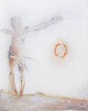 L'Art presents: Nis Schmidt, "Morgen", mixed media on paper, listed Danish visual artist.